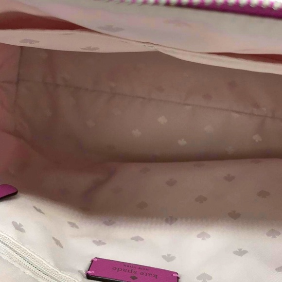 Kate ♠️ Spade Hayden Top Zip Pink Nylon Tote WKRU6537-$249 Retail Ruffled Pansy - Picture 3 of 9